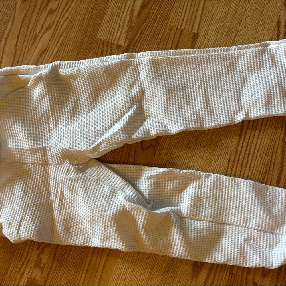 Girls White Textured Pants